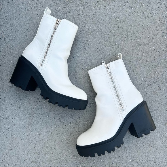 UO White Ankle Zip Boot - Picture 1 of 10